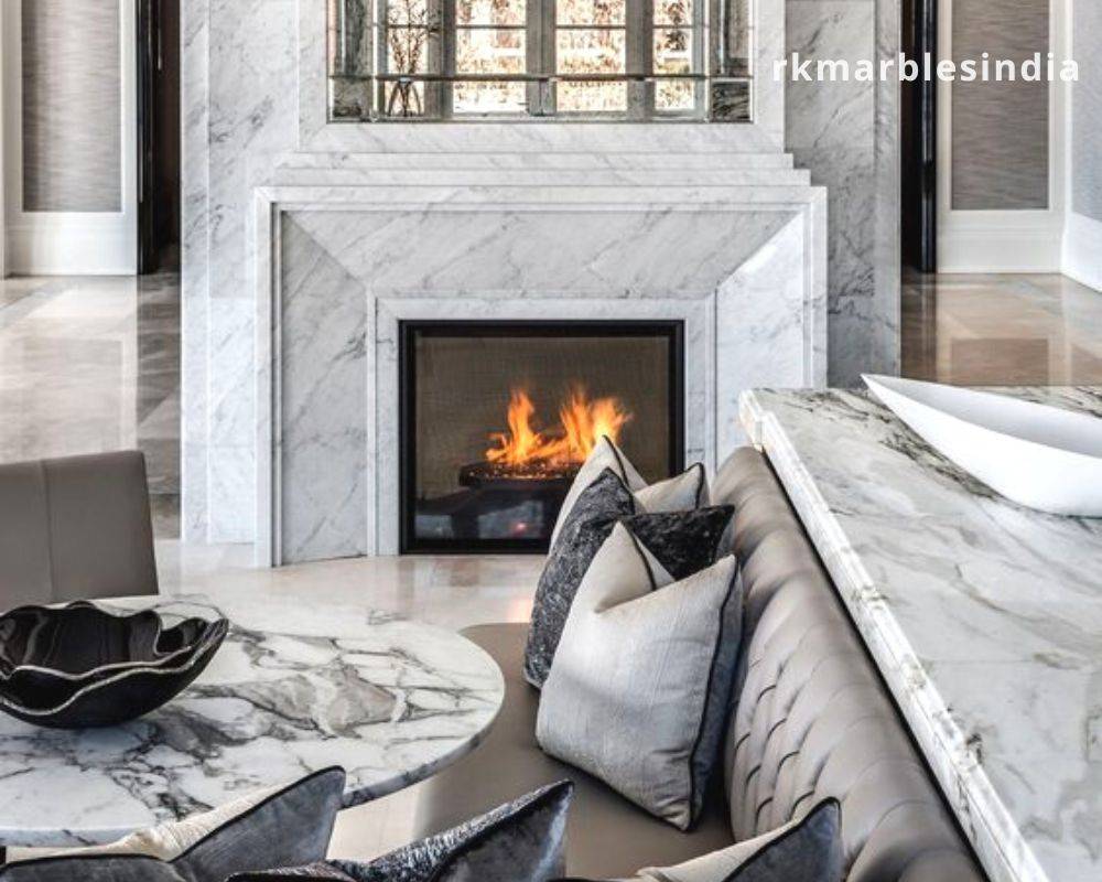 White Marble Fireplace 